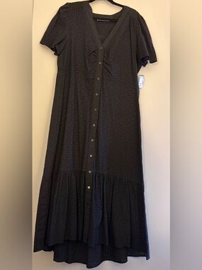 High-low hem black eyelet dress